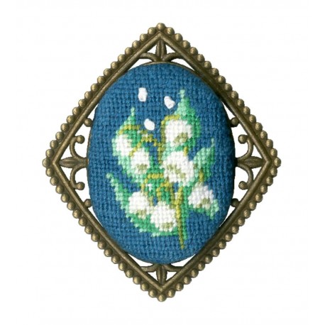 click here to view larger image of Brooch - Lilies of the Valley (counted cross stitch kit)