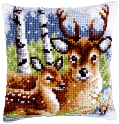 click here to view larger image of Deer Family Cushion (counted canvas kit)