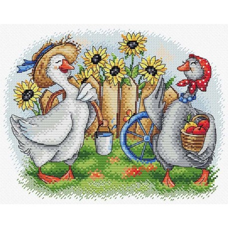 click here to view larger image of Two Cheerful Geese (counted cross stitch kit)