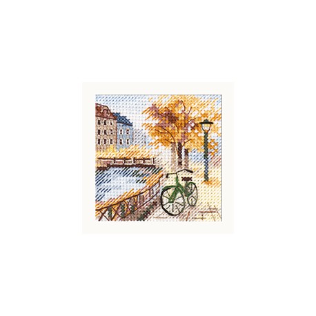 click here to view larger image of Autumn in the City - The Road by the Canal (counted cross stitch kit)