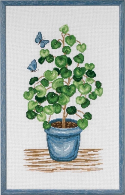 click here to view larger image of Pilea on Wood Floor (counted cross stitch kit)