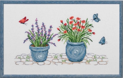 click here to view larger image of Lavender and Carnation (counted cross stitch kit)
