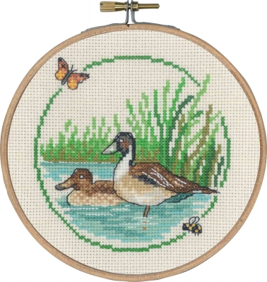 click here to view larger image of Ducks w/Bee and Butterfly (counted cross stitch kit)