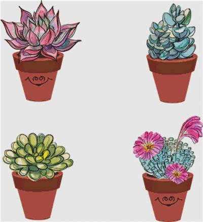 click here to view larger image of Succulents in Clay Pots II (chart)