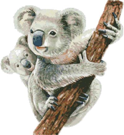 click here to view larger image of Watercolor Koala Mum and Joey (chart)