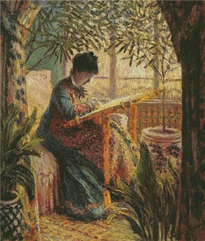 click here to view larger image of Camille Monet Embroidering (chart)