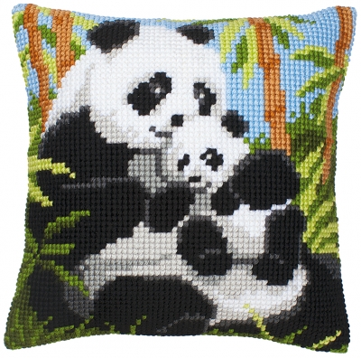 click here to view larger image of Panda Family Cushion (needlepoint)