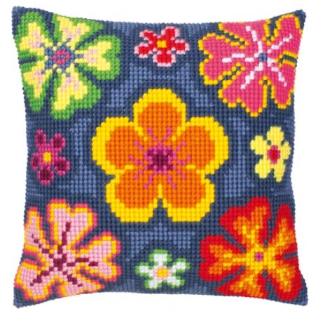 click here to view larger image of Flower Power Cushion (needlepoint)