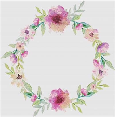 click here to view larger image of Pink Watercolour Wreath (chart)