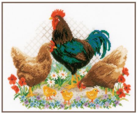 click here to view larger image of Rooster and Chickens (counted cross stitch kit)