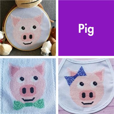 Piggy in the Middle Cross Stitch Pattern Piglet Pig Mini -  in