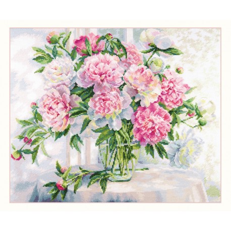 click here to view larger image of Peonies by the Window (counted cross stitch kit)