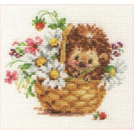click here to view larger image of Hedgehog in Daisies (counted cross stitch kit)