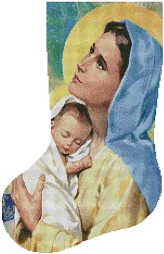 click here to view larger image of Mary and Baby Jesus Stocking (Left) (chart)