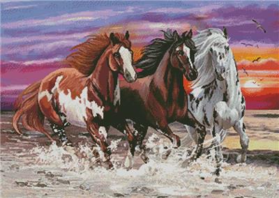 click here to view larger image of Three Horses at Sunset (chart)
