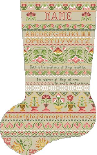 click here to view larger image of Cranberry Colonial Heritage Stocking (chart)