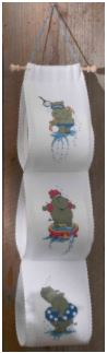 click here to view larger image of 3 Hippo's Tisssue Holder (printed linen)