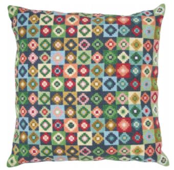click here to view larger image of Flower Diamond Cushion (counted cross stitch kit)
