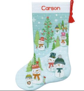 click here to view larger image of Snowman Family Stocking (counted cross stitch kit)