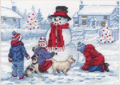click here to view larger image of Building a Snowman (counted cross stitch kit)