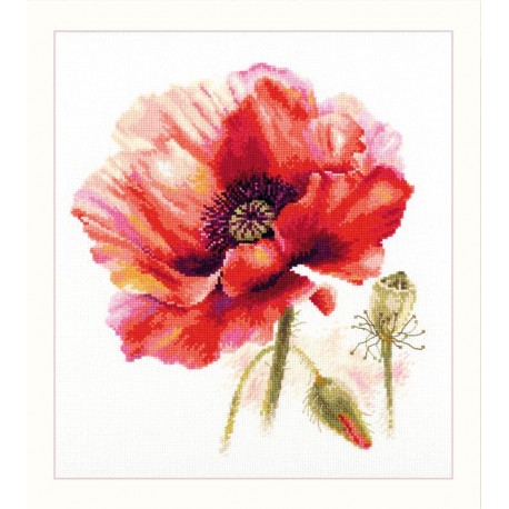click here to view larger image of Bright Red Poppy (counted cross stitch kit)