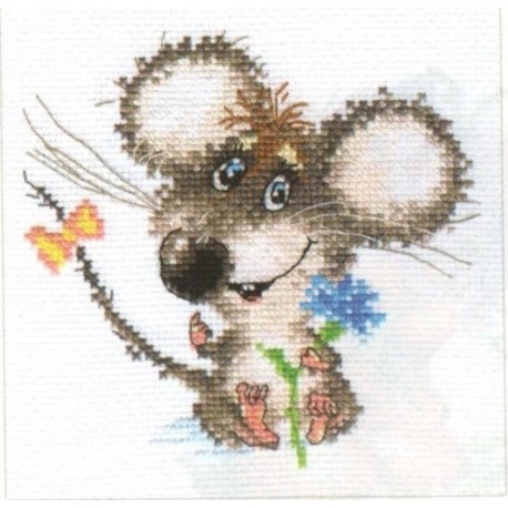 click here to view larger image of Enamored Baby Mouse (counted cross stitch kit)