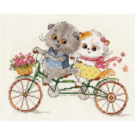 click here to view larger image of Basik and Li Li - Its a Happy Day (counted cross stitch kit)