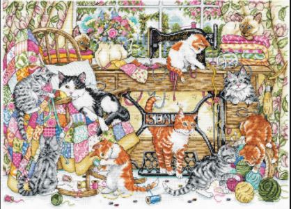 click here to view larger image of Sew May Kittens (counted cross stitch kit)