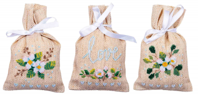 click here to view larger image of Love Bags (set of 3) (counted cross stitch kit)