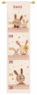 click here to view larger image of Sweet Bunnies Growth Chart (counted cross stitch kit)