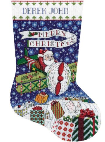 click here to view larger image of Airplane Santa Stocking (counted cross stitch kit)
