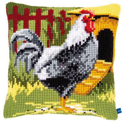click here to view larger image of Black Rooster Cushion (counted canvas kit)