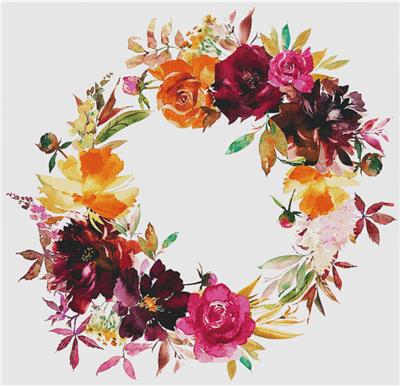 click here to view larger image of Autumn Floral Wreath (chart)