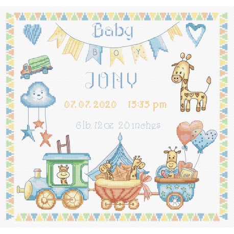 click here to view larger image of Baby Boy Record (counted cross stitch kit)