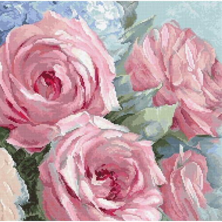 click here to view larger image of Pale Pink Roses (counted cross stitch kit)
