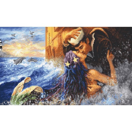 click here to view larger image of Mermaid Kiss (counted cross stitch kit)