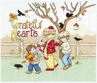 click here to view larger image of Grateful Hearts - Mary Engelbreit (counted cross stitch kit)
