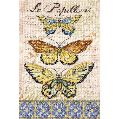 click here to view larger image of Vintage Wings Le Papillions (counted cross stitch kit)