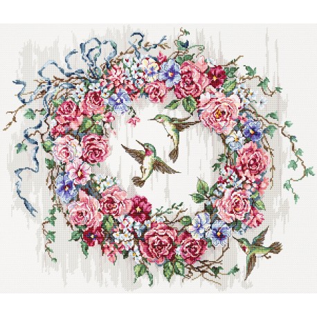 click here to view larger image of Hummingbird Wreath (counted cross stitch kit)