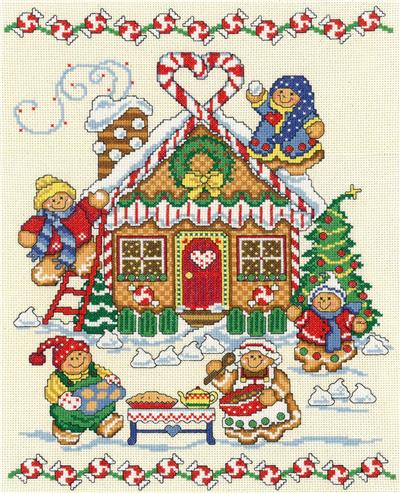 click here to view larger image of Gingerbread Family (counted cross stitch kit)