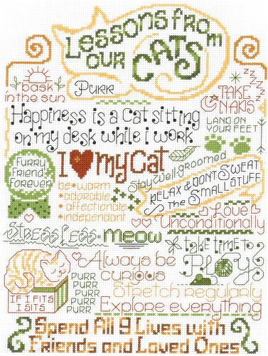 click here to view larger image of Let's Learn from Our Cat - Ursula Michael (counted cross stitch kit)
