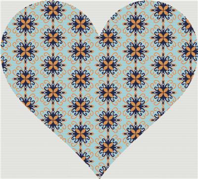 click here to view larger image of Blue Mosaic Floral Heart (chart)