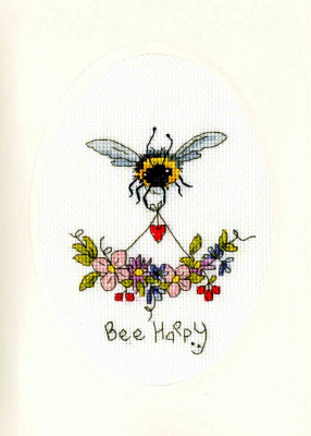 click here to view larger image of Greeting Card - Bee Happy (counted cross stitch kit)