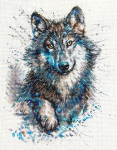 click here to view larger image of Snow Splashes Wolf  (counted cross stitch kit)