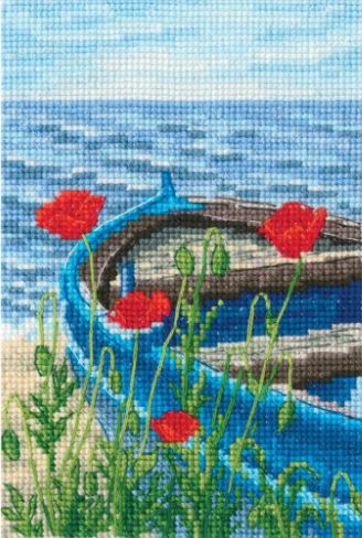 click here to view larger image of Boat on Beach (Flavour of Salt, Wind and Sun III) (counted cross stitch kit)