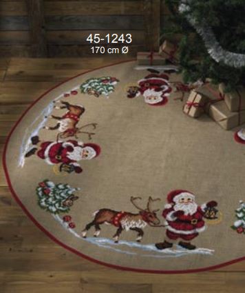 click here to view larger image of Santa Claus and Reindeer Tree Skirt (counted cross stitch kit)