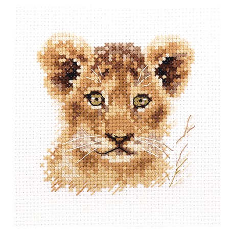 click here to view larger image of Animal Portraits - Lion Cub (counted cross stitch kit)