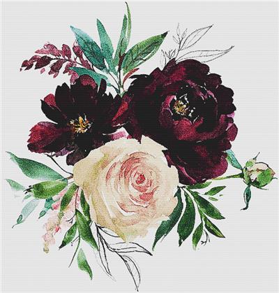click here to view larger image of Blush and Wine Floral Arrangement III (chart)