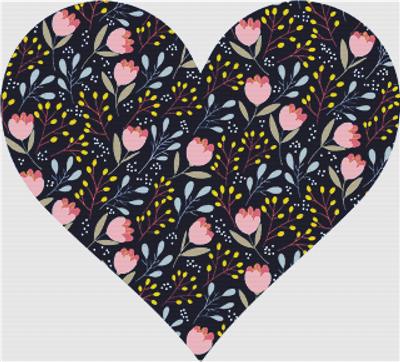 click here to view larger image of Pink and Blue Floral Heart (chart)