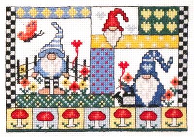 click here to view larger image of Garden Gnomes Kit (counted cross stitch kit)
